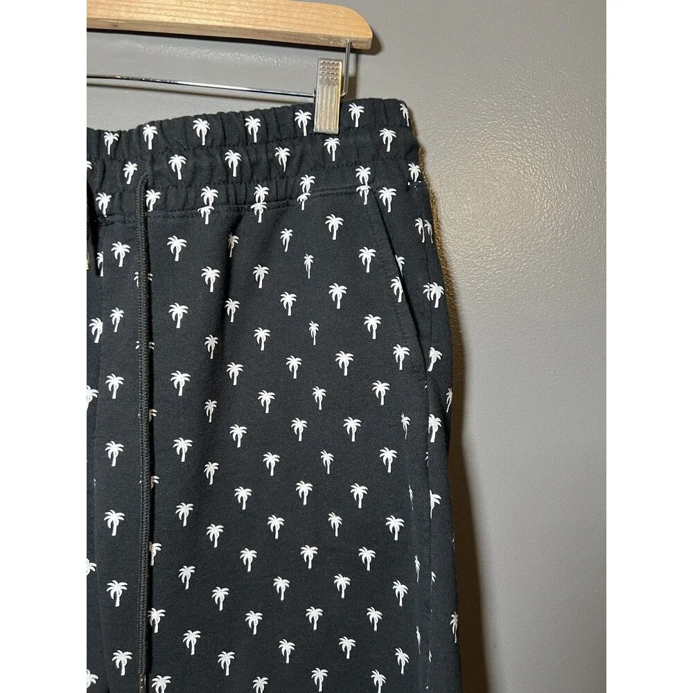 Galaxy by Harvic Shorts Mens 2XL Black Palm Tree Print Drawstring Pockets Summer